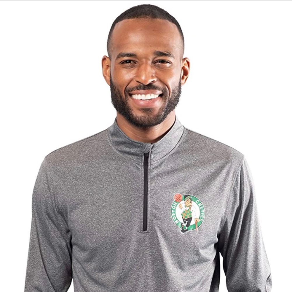 Celtics NBA 1/4 Zip Grey Pullover Shirt Large